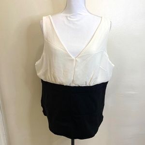 Torrid Ivory & Black V-Neck Tank Top